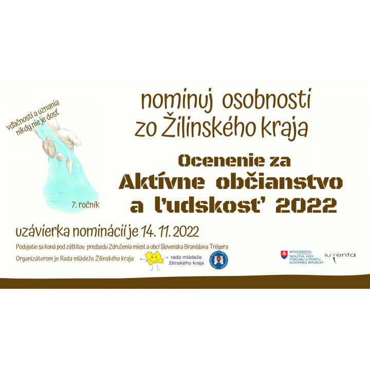 Ocenenie za aktívne občianstvo a ľudskosť 2022 v Žilinskom kraji